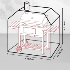 Abdeckung für Holzkohlegrill mit Kamin schwarz 70 x 110 x 150 cm