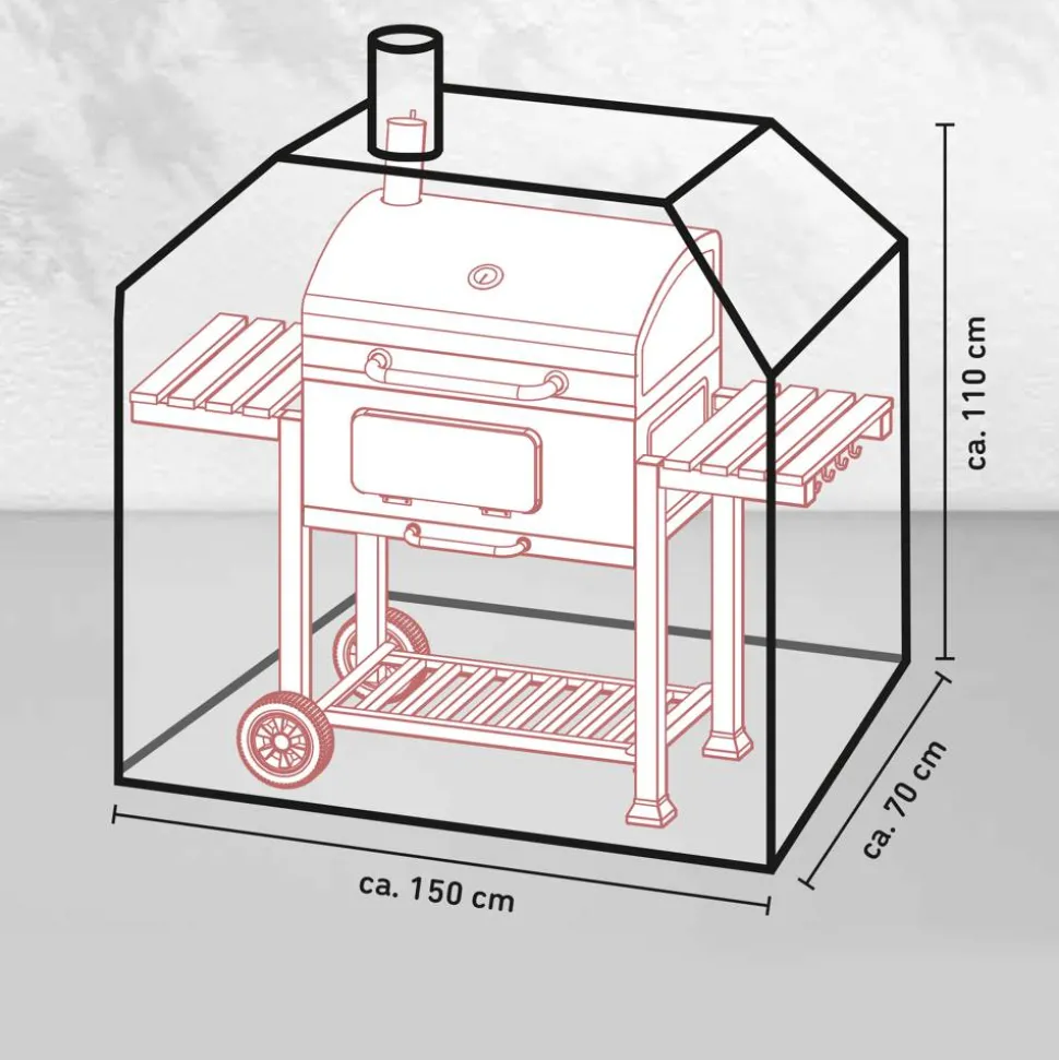 Abdeckung für Holzkohlegrill mit Kamin schwarz 70 x 110 x 150 cm