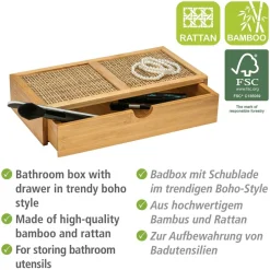Ablagebox 'Allegre' Bambus/Rattan mit Schublade 28 x 14 x 6 cm