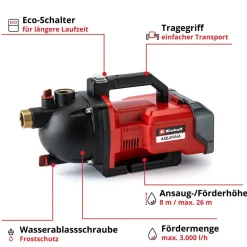 Akku-Gartenpumpe 'Aquinna 36/30' 3000 l/h ohne Akku