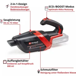 Akku-Handstaubsauger 'TE-HV 18/06 Li - Solo' ohne Akku und Ladegerät