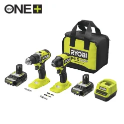 Akku-Maschinen-Set 'ONE+ HP Brushless RCK182A-2C20S' 18 V Akku-Bohrschrauber und Schlagbohrschrauber inkl. Akkus, Ladegerät, Werkzeugtasche