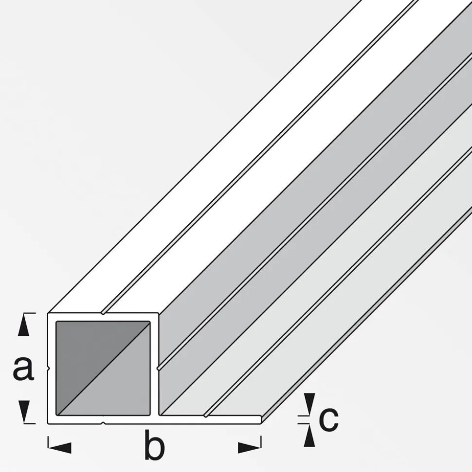 Alu-Quadratrohr mit Schenkel 2,35 x 250 cm