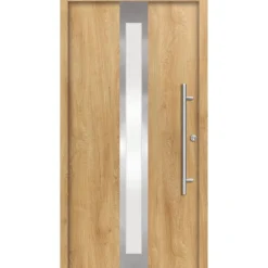 Alu-Stahlhaustür 'B01' eichefarben natur rechts 100 x 210 cm
