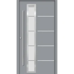 Alu-Stahlhaustür 'B06' grau links 100 x 210 cm