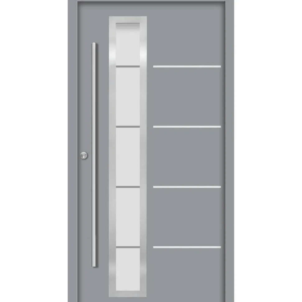 Alu-Stahlhaustür 'B06' grau links 100 x 210 cm
