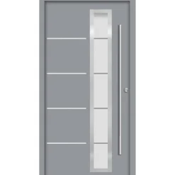 Alu-Stahlhaustür 'B06' grau rechts 110 x 210 cm