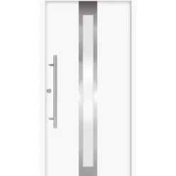 Alu-Stahlhaustür 'B01' weiß links 100 x 210 cm