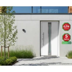 Alu-Stahlhaustür 'B01' weiß links 100 x 210 cm