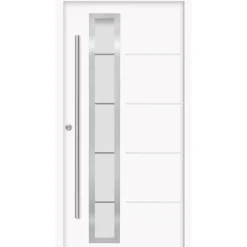 Alu-Stahlhaustür 'B06' weiß links 100 x 210 cm