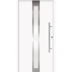 Alu-Stahlhaustür 'B01' weiß rechts 110 x 210 cm