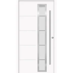 Alu-Stahlhaustür 'B06' weiß rechts 110 x 210 cm