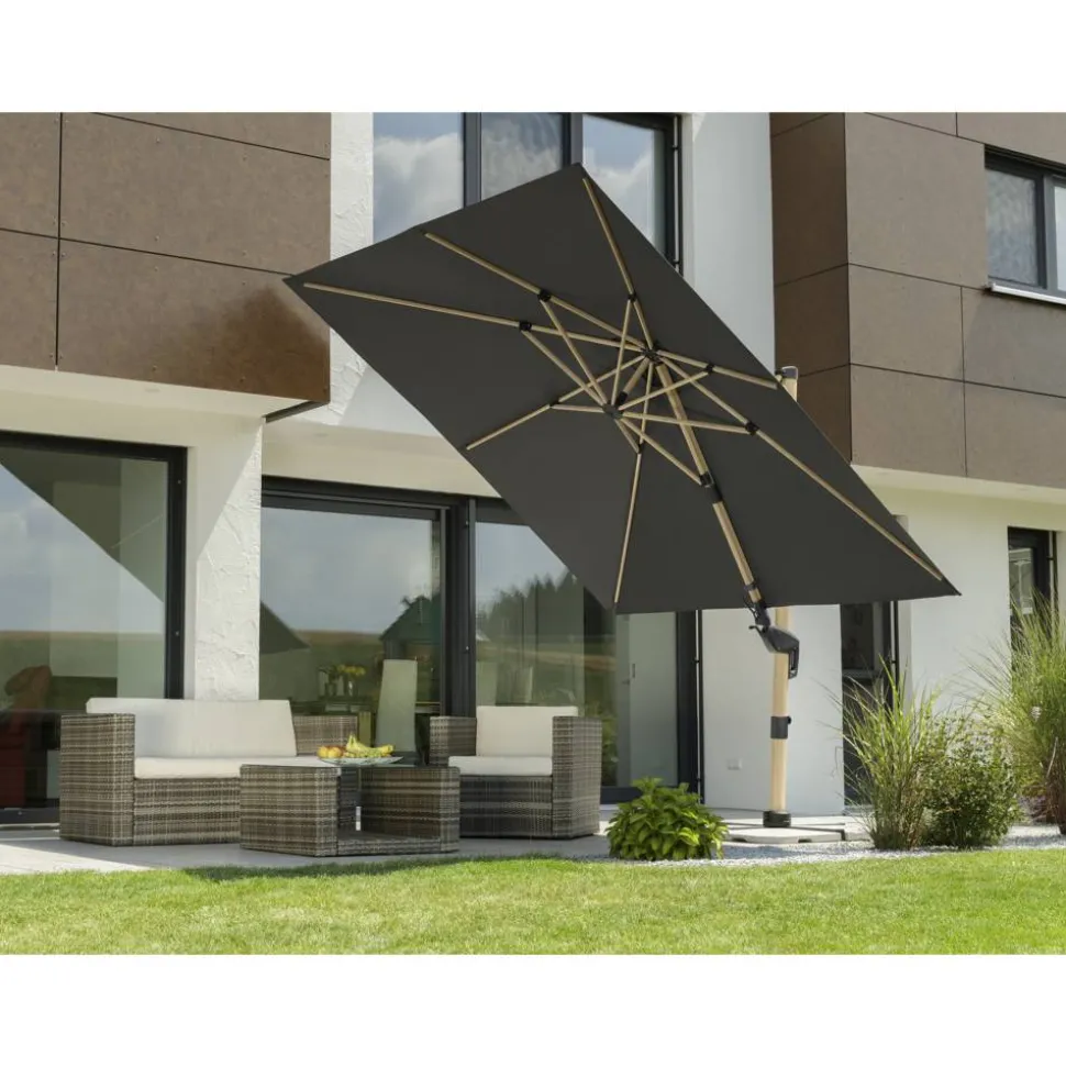 Ampelschirm 'Rhodos Twist Woody' neigbar/drehbar 300 x 300 cm