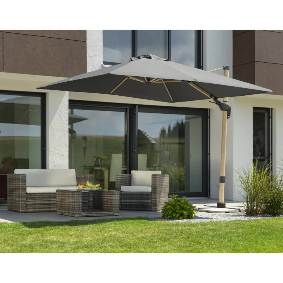 Ampelschirm 'Rhodos Twist Woody' neigbar/drehbar 300 x 300 cm