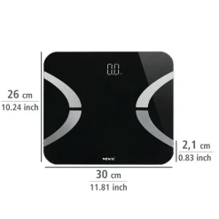 Analyse-Personenwaage schwarz Bluetooth 30 x 26 cm