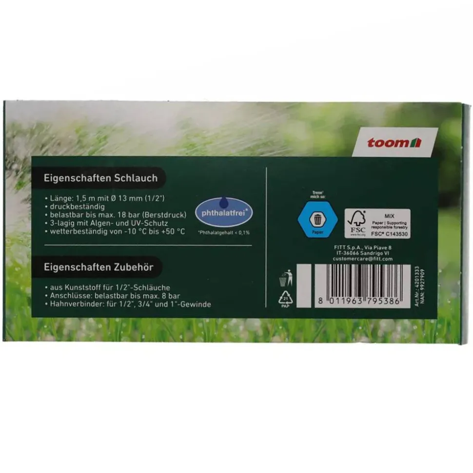 Anschluss-Schlauch-Set phthalatfrei Ø 13 mm (1/2"), 1,5 m, 3-teilig