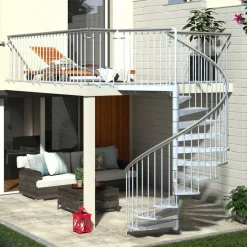 Außenspindeltreppe 'Gardenspin' Metall 13 Lochblechstufen Ø 185 cm