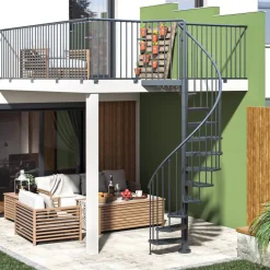 Außenspindeltreppe 'Gardenspin' Metall 14 Lochblechstufen Ø 125 cm anthrazit