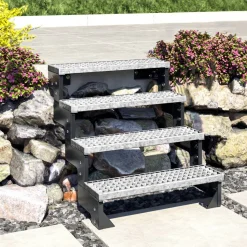 Außentreppe 'Gardentop' 4 Gitterroststufen 100 cm