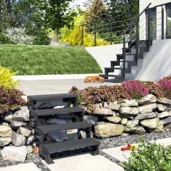 Außentreppe 'Gardentop' anthrazit 4 Stufen 80 cm