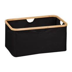 Aufbewahrungskorb Polyester, Bambus schwarz 54 x 26 x 36 cm