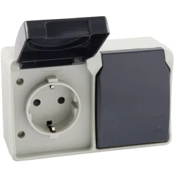 Aufputz Steckdose 2-fach Feuchtraum IP44