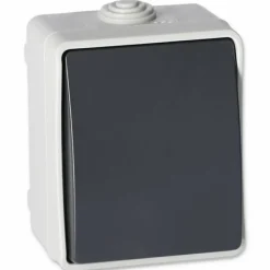 Aufputz-Wechselschalter IP 54 grau 6,5 x 9,3 cm