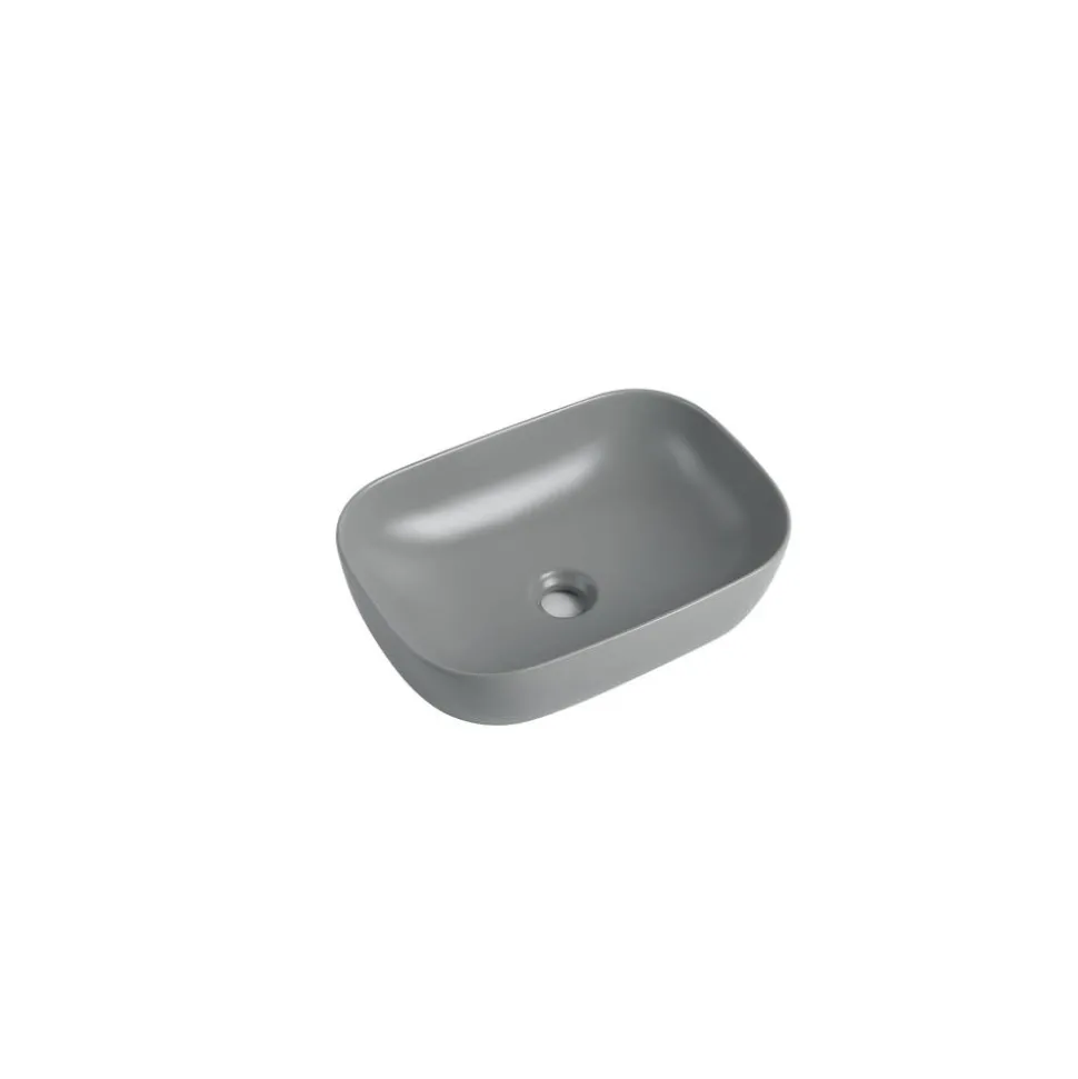 Aufsatzwaschtisch 'Babu' Keramik matt light grey 45,5 x 32,5 x 13,5 cm