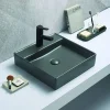 Aufsatzwaschtisch 'Heru' Keramik matt dark grey 44 x 44 x 10 cm