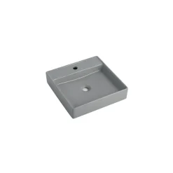 Aufsatzwaschtisch 'Heru' Keramik matt light grey 44 x 44 x 10 cm