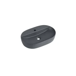 Aufsatzwaschtisch 'Tari' Keramik oval matt dark grey 60,5 x 40 x 12 cm