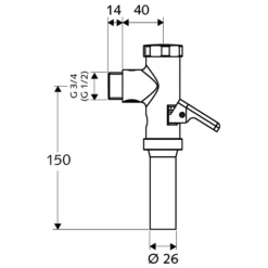Aufsatz-WC-Druckspüler 'Schellomat' Messing verchromt 3/4"