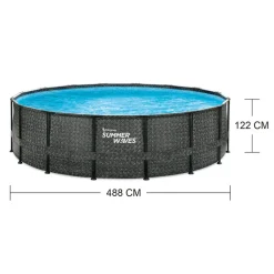 Aufstellpool 'Elite Frame' Rattan-Optik grau Ø 488 x 122 cm