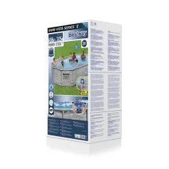 Aufstellpool 'Power Steel™ Swim Vista Series™' Komplett-Set mit Sandfilteranlage cremegrau Steinwand-Optik oval 488 x 305 x 107 cm