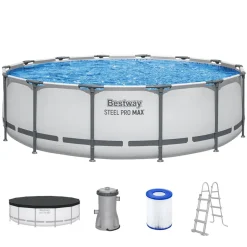 Aufstellpool 'Steel Pro MAX' Komplett-Set lichtgrau Ø 427 x 107 cm