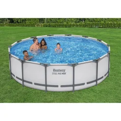 Aufstellpool 'Steel Pro MAX' Komplett-Set lichtgrau Ø 427 x 107 cm