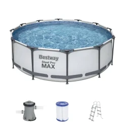 Aufstellpool 'Steel Pro Max™' grau/weiß Ø 366 x 100 cm, Komplett-Set