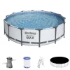 Aufstellpool 'Steel Pro MAX' Komplett-Set, grau rund Ø 427 x 107 cm