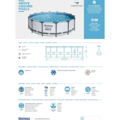 Aufstellpool 'Steel Pro MAX' Komplett-Set, grau rund Ø 427 x 107 cm