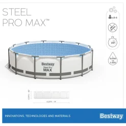 Aufstellpool 'Steel Pro MAX' Komplett-Set, grau rund Ø 427 x 107 cm