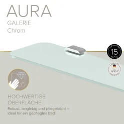 Badablage 'Aura' Glas verchromt 60 x 12,8 x 2 cm
