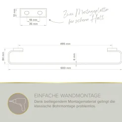 Badetuchhalter 'Aura' verchromt 60 cm