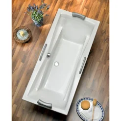 Badewanne "Atlanta Duo" rechteckig weiß 190 x 80 cm