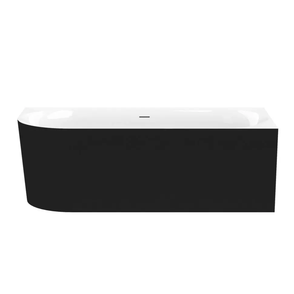 Badewanne 'Mince Corner' links schwarz/weiß 180 x 80 cm