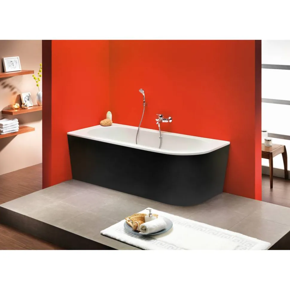 Badewanne 'Modena Corner' rechts 178 x 78 cm schwarz-weiß