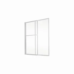 Badewannenfaltwand ausziehbar 2-teilig 'Komfort' Echtglas Dekor Querstreifen, Alu-Natur 70 - 118 x 140 cm