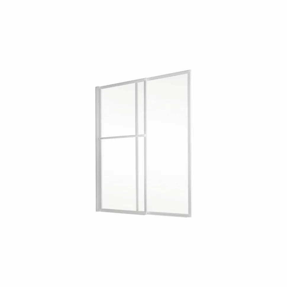 Badewannenfaltwand ausziehbar 2-teilig 'Komfort' Echtglas Dekor Querstreifen, Alu-Natur 70 - 118 x 140 cm