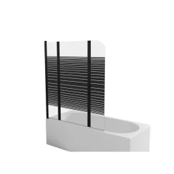 Badewannenfaltwand Glas schwarz 3-teilig 125 x 140 cm