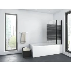 Badewannenfaltwand Glas schwarz 2-teilig 100 x 140 cm
