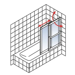 Badewannenfaltwand 'Komfort' vollgerahmt, gestreift, 70-118 x 140 cm, 2-teilig